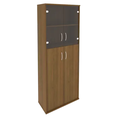 Шкаф высокий широкий (2 средние двери ЛДСП, 2 низкие двери стекло) А.СТ-1.7