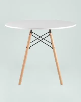 Стол круглый EAMES DSW D=90, белый на дер. ножках УТ000001518