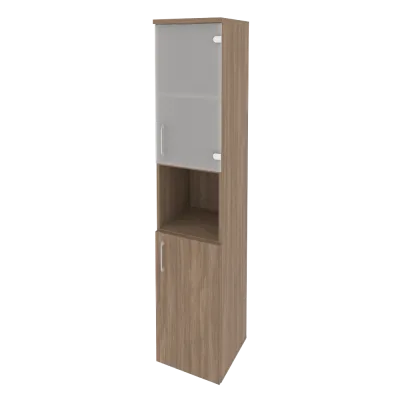 Шкаф высокий узкий правый (1 низкий фасад ЛДСП + 1 низкий фасад стекло) O.SU-1.4(R)