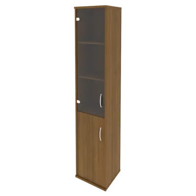 Шкаф высокий узкий левый/правый (1 низкая дверь ЛДСП, 1 средняя дверь стекло) А.СУ-1.2 Л/Пр