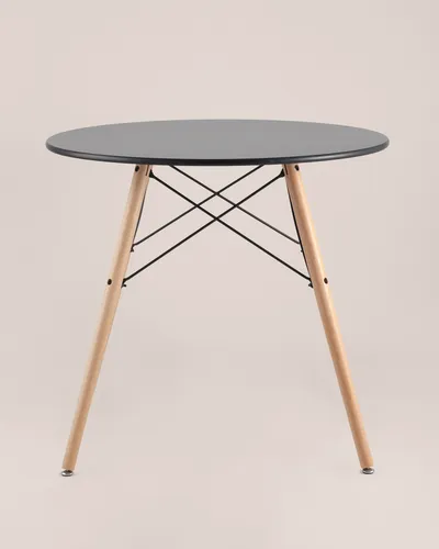 Стол круглый EAMES DSW D=80, черный на дер. ножках УТ000001475