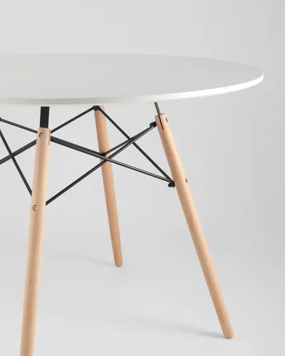Стол круглый EAMES DSW D=100, белый на дер. ножках УТ000000589