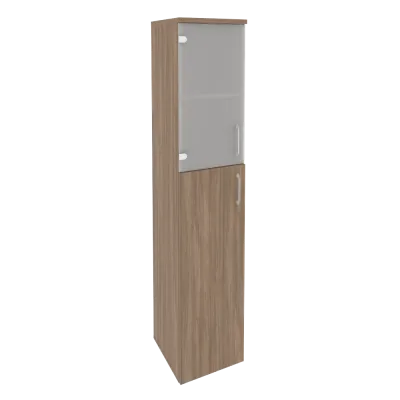 Шкаф высокий узкий левый (1 средний фасад ЛДСП + 1 низкий фасад стекло) O.SU-1.7(L)