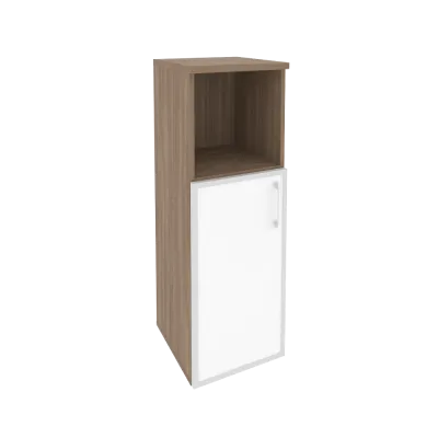 Шкаф средний узкий левый (1 низкий фасад стекло лакобель в раме) O.SU-2.2R(L) white/black