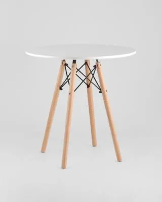 Стол круглый EAMES DSW D=70, белый на дер. ножках УТ000001517