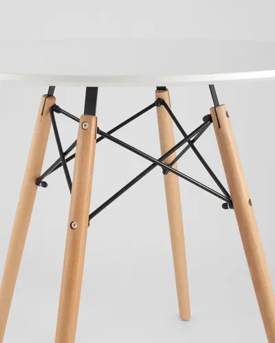 Стол круглый EAMES DSW D=80, белый на дер. ножках УТ000000425