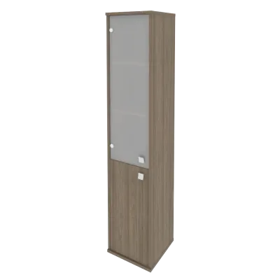 Шкаф высокий узкий левый/правый (1 низкая дверь ЛДСП, 1 средняя дверь стекло) Л.СУ-1.2 Л/Пр