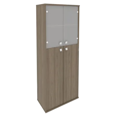 Шкаф высокий широкий (2 средние двери ЛДСП, 2 низкие двери стекло) Л.СТ-1.7