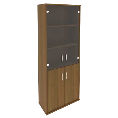 Шкаф высокий широкий (2 низкие двери ЛДСП, 2 средние двери стекло) А.СТ-1.2