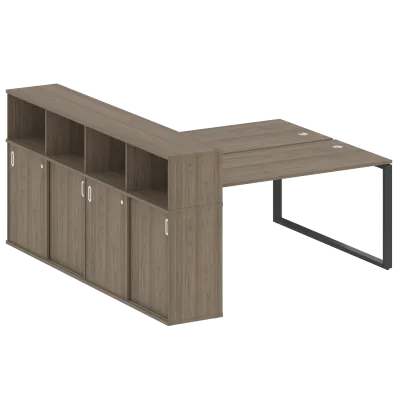 Рабочая станция на О-образном м/к с опорным шкафом-купе БО.РС-СШК-4.4