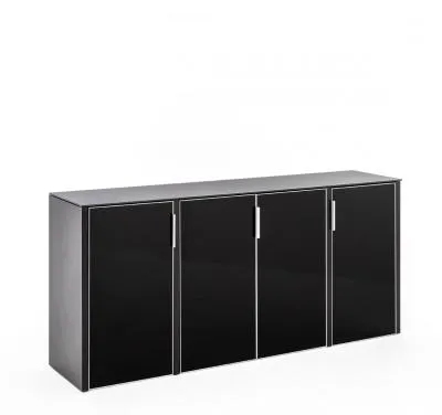 GALA ШКАФ НИЗКИЙ 4 ДВЕРИ ЧЕРНЫЙ 132H052 1E1E_Черное стекло