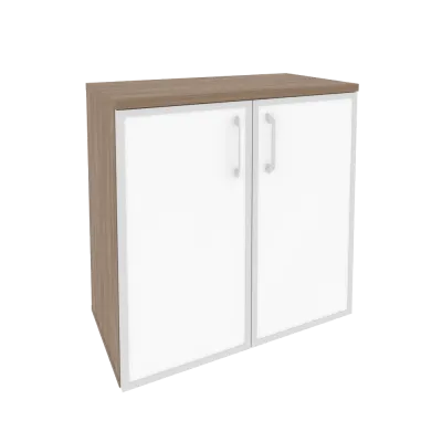 Шкаф низкий широкий (2 низких фасада стекло лакобель в раме) O.ST-3.2R white/black