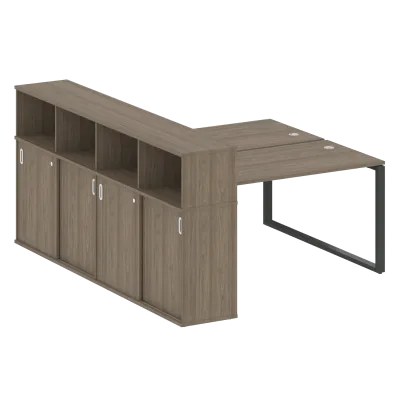 Рабочая станция на О-образном м/к с опорным шкафом-купе БО.РС-СШК-4.3