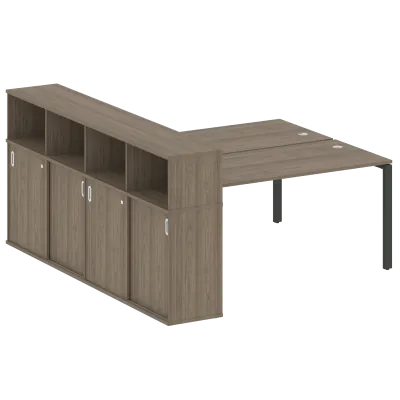 Рабочая станция на П-образном м/к с опорным шкафом-купе БП.РС-СШК-4.4
