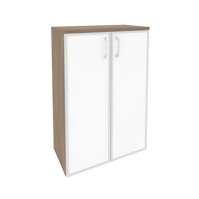 Шкаф средний широкий (2 средних фасада стекло лакобель в раме) O.ST-2.4R white/black