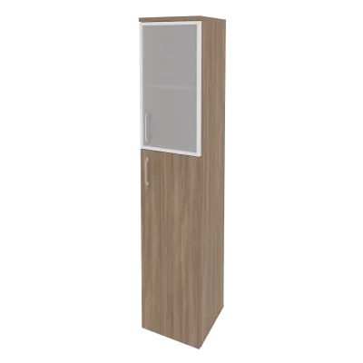 Шкаф высокий узкий правый (1 средний фасад ЛДСП + 1 низкий фасад стекло в раме) O.SU-1.7R(R)