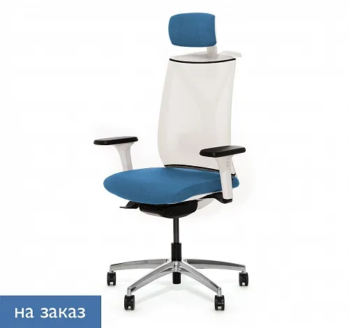 DION M WW КРЕСЛО,СИН,1D,ПД&В,АЛЮМ БЕЛЫЙ DION W MeshW 870 1DW alum headrest hange
