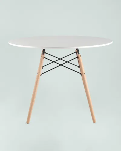 Стол круглый EAMES DSW D=100, белый на дер. ножках УТ000000589