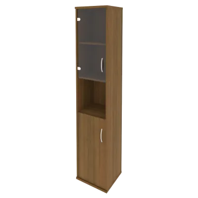 Шкаф высокий узкий левый/правый (1 низкая дверь ЛДСП, 1 низкая дверь стекло) А.СУ-1.4 Л/Пр