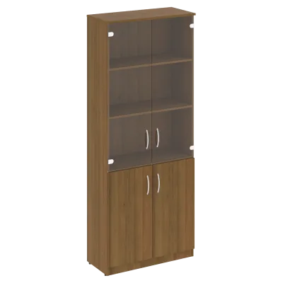 Шкаф высокий широкий (2 низкие двери ЛДСП, 2 средние двери стекло) В.СТ-1.2