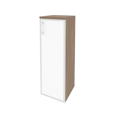 Шкаф средний узкий правый (1 средний фасад стекло лакобель в раме) O.SU-2.4R(R) white/black