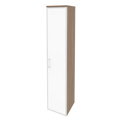 Шкаф высокий узкий правый (1 высокий фасад стекло лакобель в раме) O.SU-1.10R(R) white/black