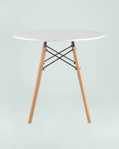 Стол круглый EAMES DSW D=80, белый на дер. ножках УТ000000425